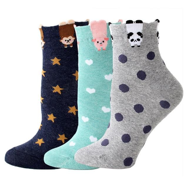 3 Paires De Chaussettes À Pois Imprimé Animal