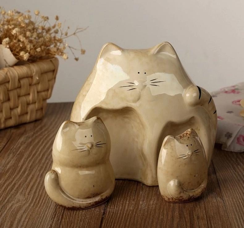 3pcs Figurines De Famille De Chat Mignon