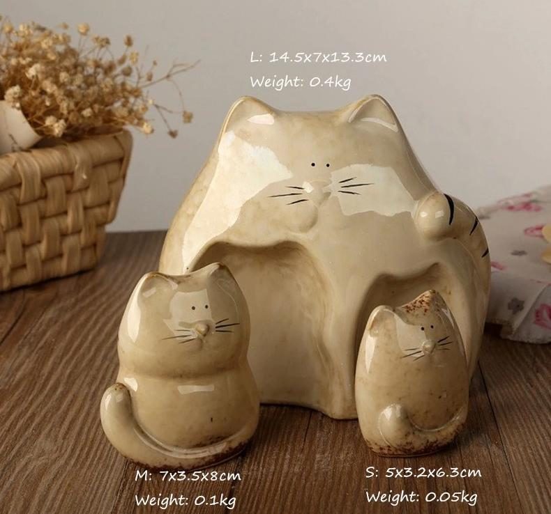 3pcs Figurines De Famille De Chat Mignon