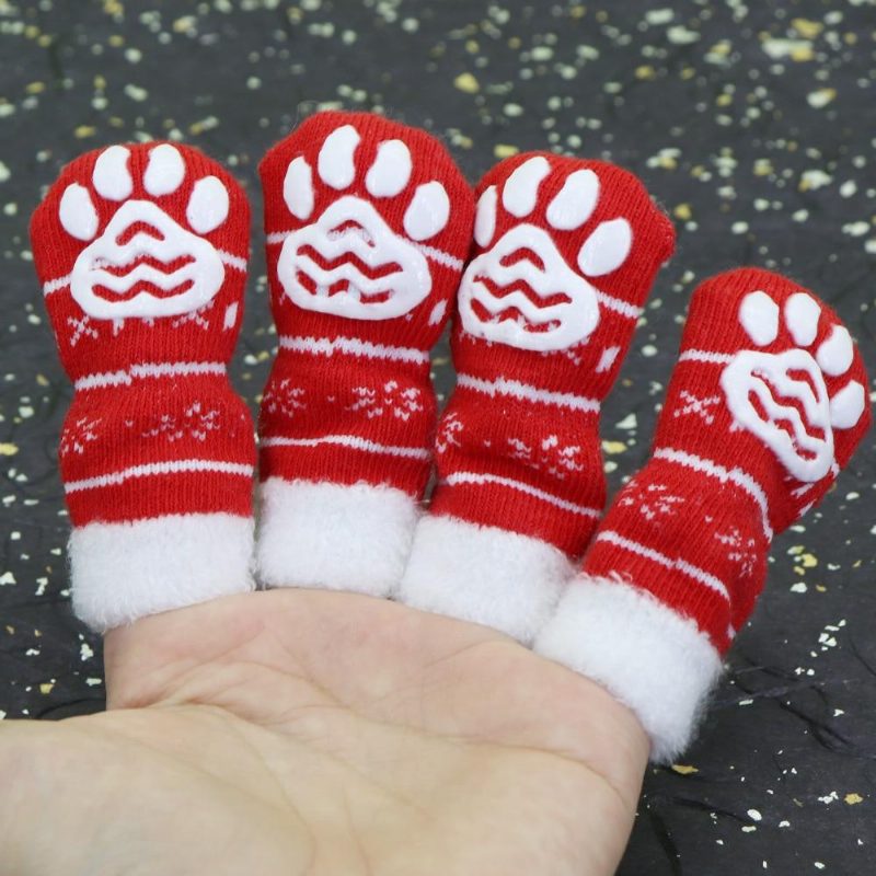 4pcs Chaussettes Mignonnes Pour Animaux De Compagnie De Noël