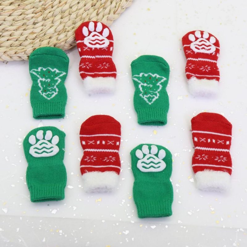 4pcs Chaussettes Mignonnes Pour Animaux De Compagnie De Noël