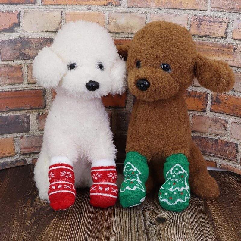 4pcs Chaussettes Mignonnes Pour Animaux De Compagnie De Noël