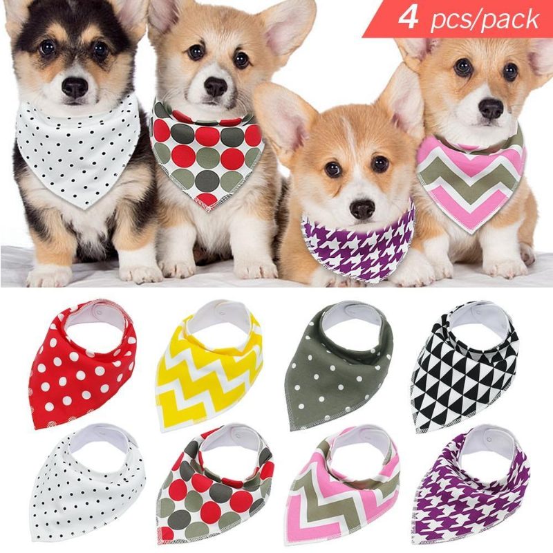 4pcs Colliers Bandana Réglables Pour Chiots