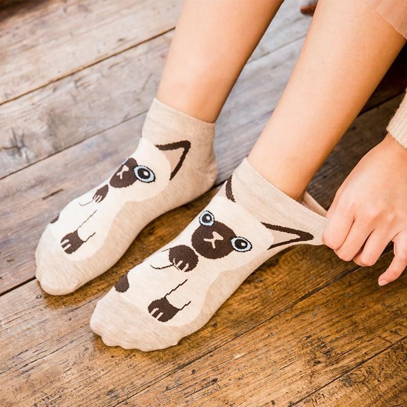 5 Paires De Chaussettes À Imprimé Chat