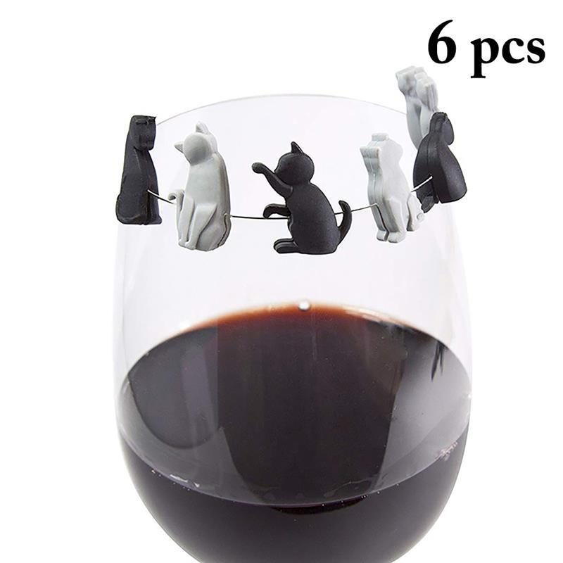 6pcs Breloques En Verre De Chat Mignon