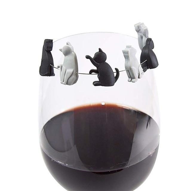 6pcs Breloques En Verre De Chat Mignon