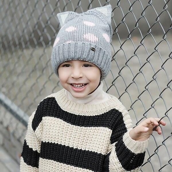 Adorable Bonnet Pour Enfant Tricoté À Oreilles De Chat