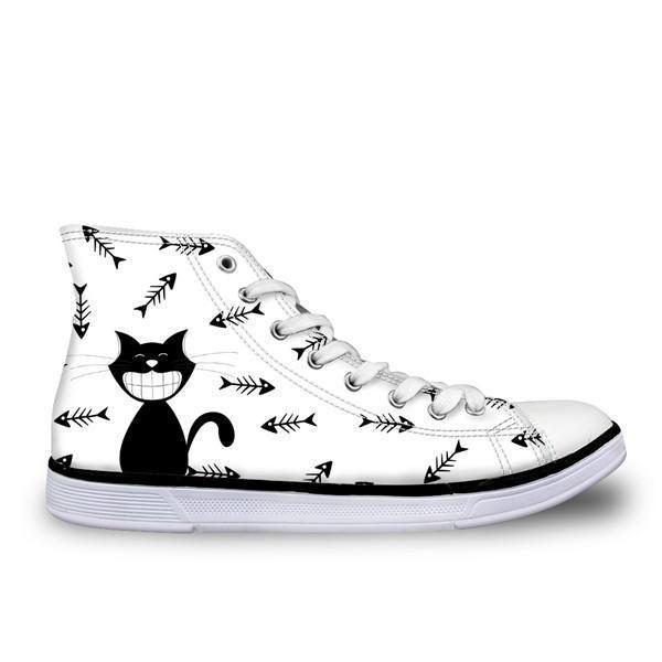 Adorable Chat Smiley Décontracté Haut En Chaussures Blanches