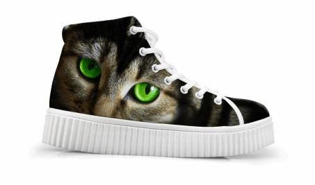 Adorable Chat Yeux Brillants Imprimant Des Chaussures Décontractées