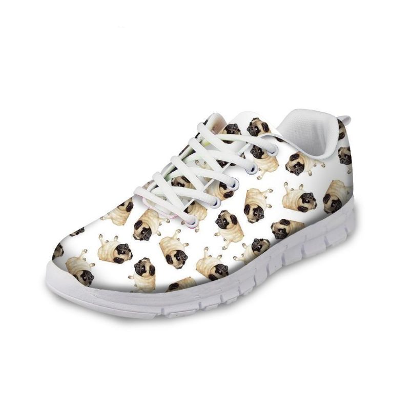 Adorable Chien 3d Imprimé Femmes Toile Chaussures À Lacets