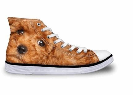 Adorable Chien Imprimant Des Chaussures En Toile Montantes