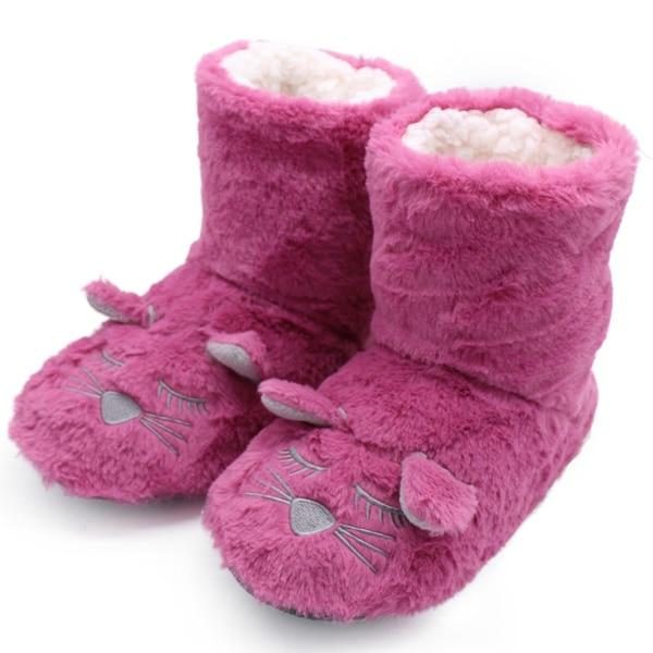 Adorables Bottines En Peluche D'intérieur À Imprimé Chat