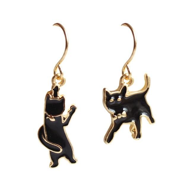 Adorables Boucles D'oreilles En Forme De Chat Noir