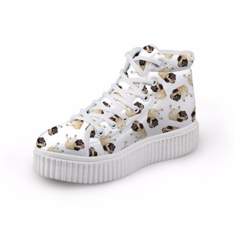 Adorables Chaussures Creepers À Plateforme Plate À Imprimé Chien