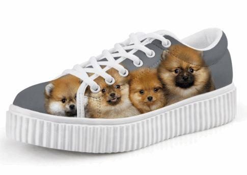 Adorables Chaussures Décontractées À Lacets À Imprimé Chien