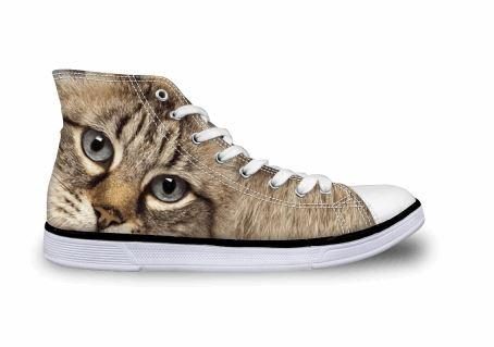 Adorables Chaussures En Toile Grises Imprimées Chat