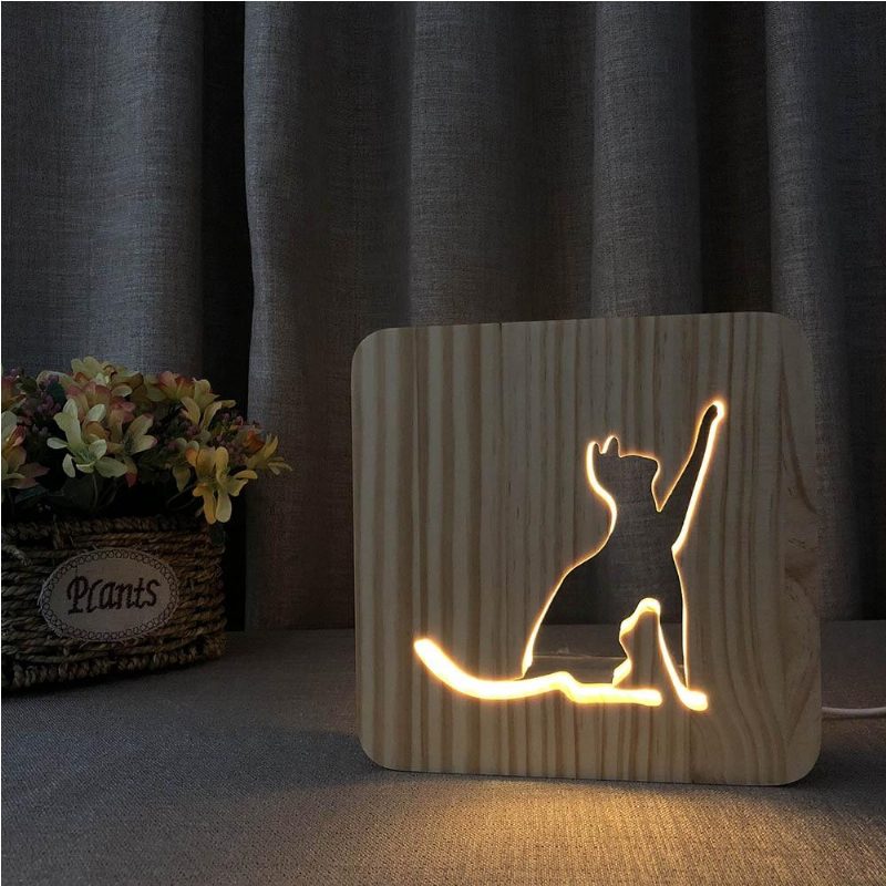 Animal Mignon Lampe En Bois 3d