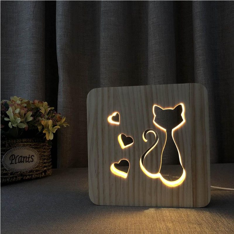 Animal Mignon Lampe En Bois 3d