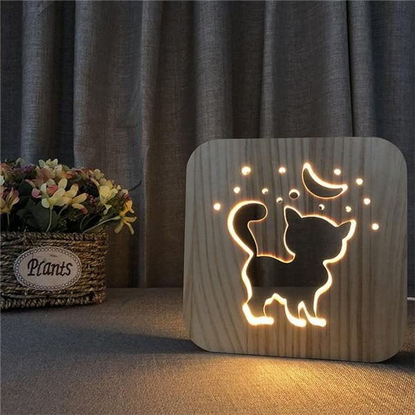 Animal Mignon Lampe En Bois 3d