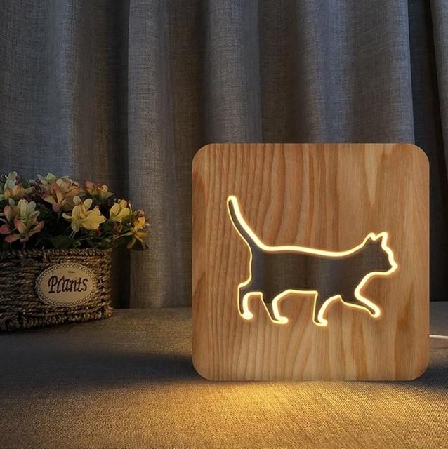 Animal Mignon Lampe En Bois 3d