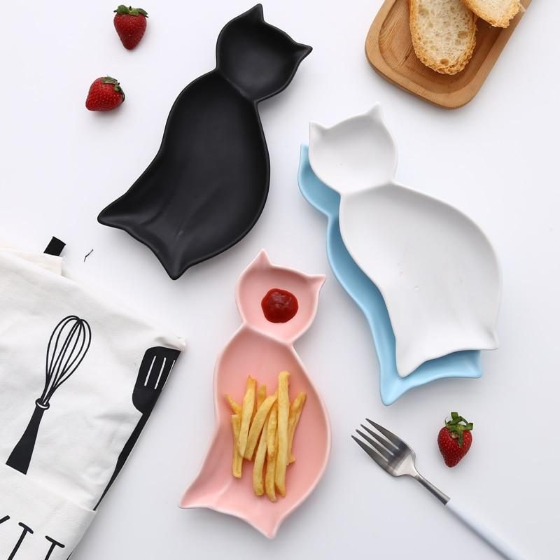 Assiette En Porcelaine En Forme De Chat