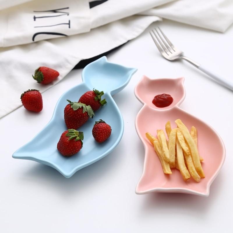 Assiette En Porcelaine En Forme De Chat