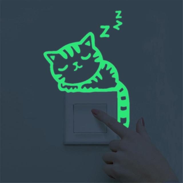 Autocollant De Commutateur De Chat Lumineux