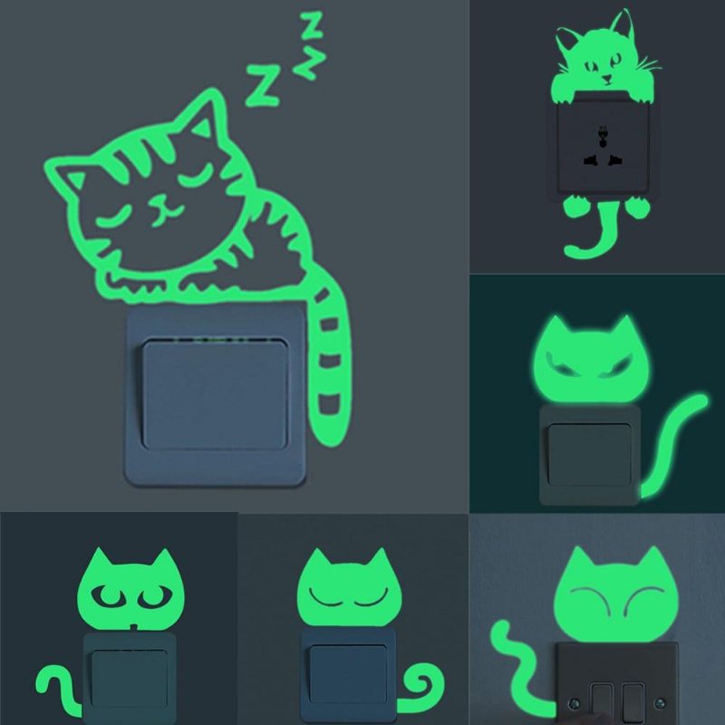 Autocollant De Commutateur De Chat Lumineux