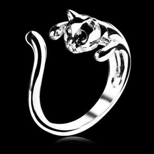 Bague Chaton Plaquée Avec De Beaux Yeux De Cristal