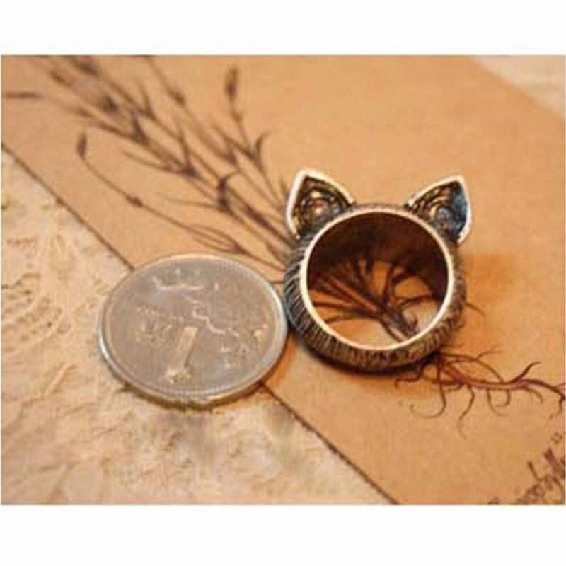 Bague Design Oreilles De Chat Vintage