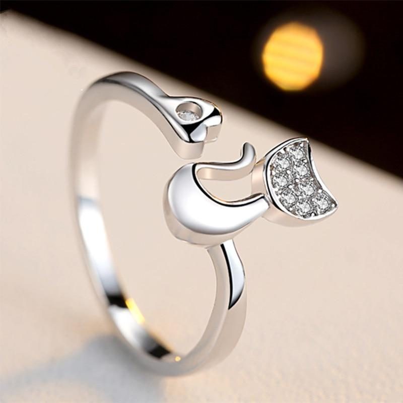 Bague En Strass Oreille De Chat