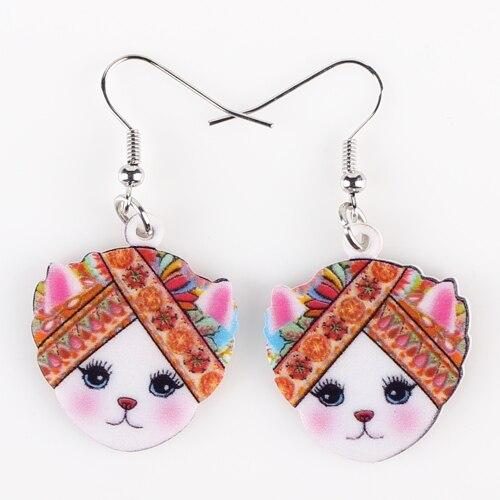 Belles Boucles D'oreilles En Acrylique Chat