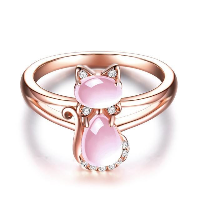 Bijoux Bague Chat En Or Rose