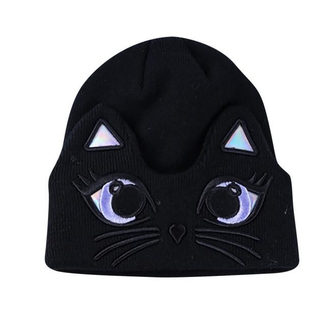 Bonnet Tricoté À Motif Chat