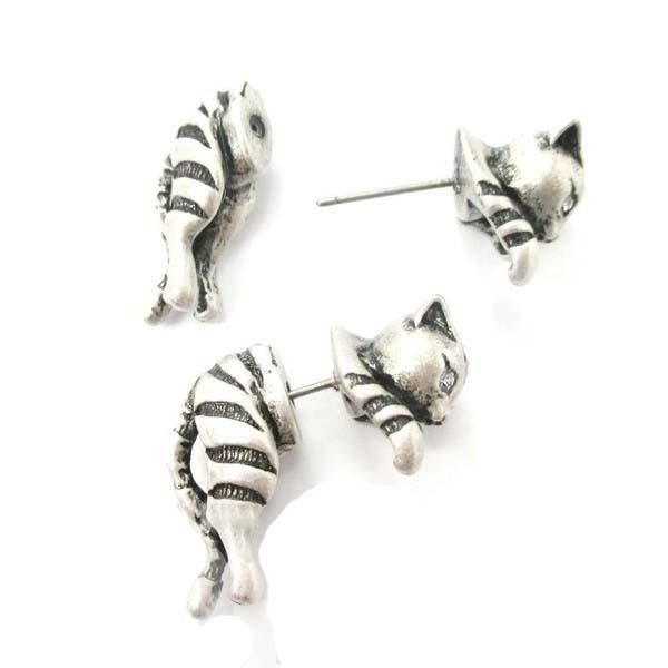 Boucles D'oreilles Chat 3d Vintage