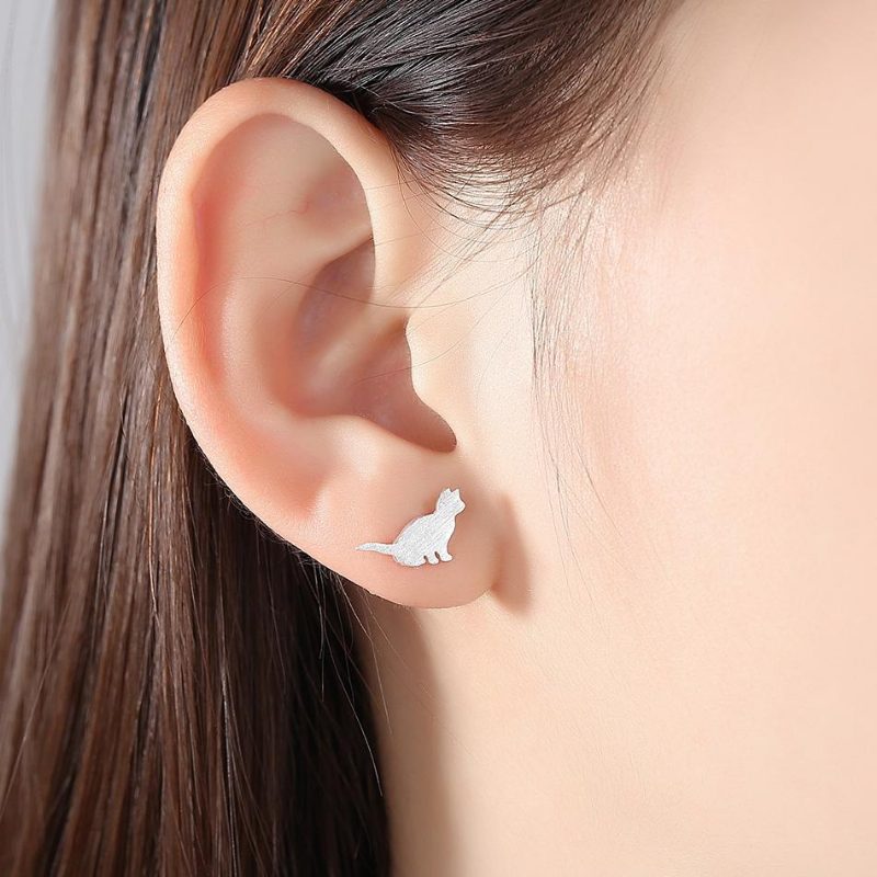 Boucles D'oreilles Chat Mignon En Argent 925 Bijoux