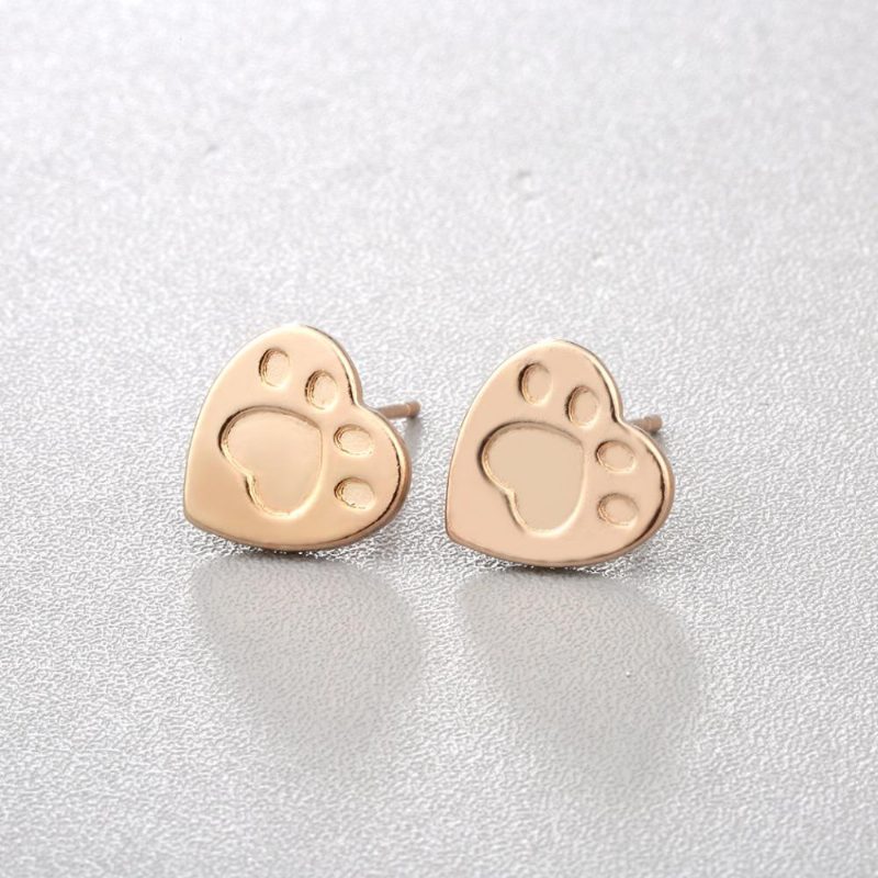 Boucles D'oreilles Coeur Empreinte De Patte