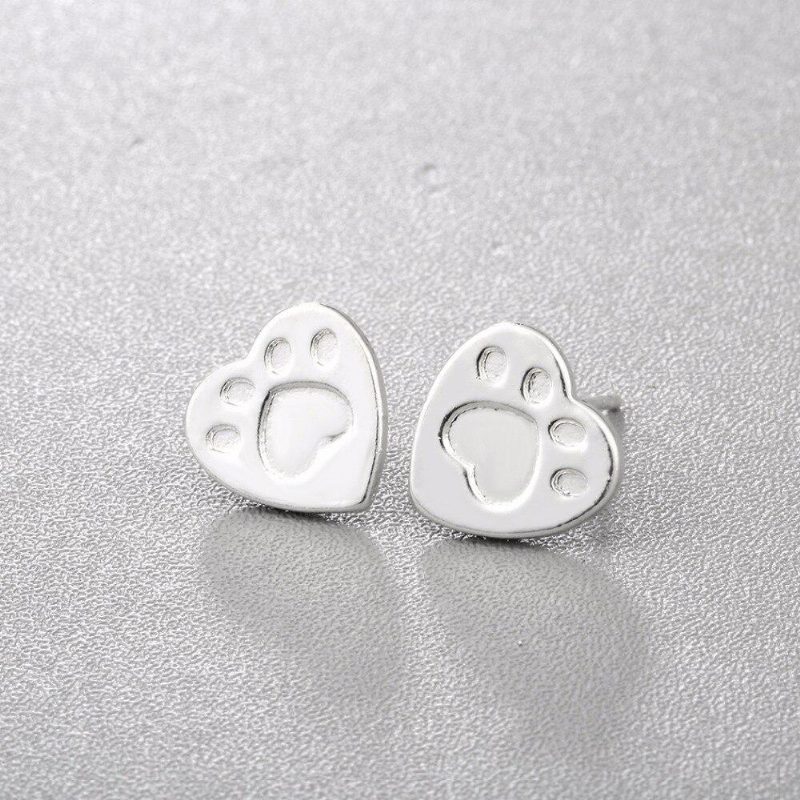 Boucles D'oreilles Coeur Empreinte De Patte