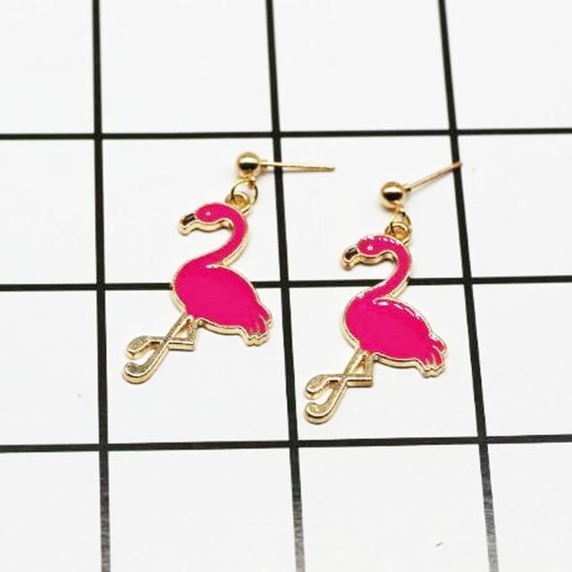 Boucles D'oreilles Design Flamant Rose