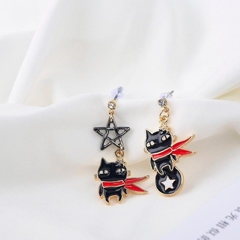 Boucles D'oreilles Drôles De Chat Ninja