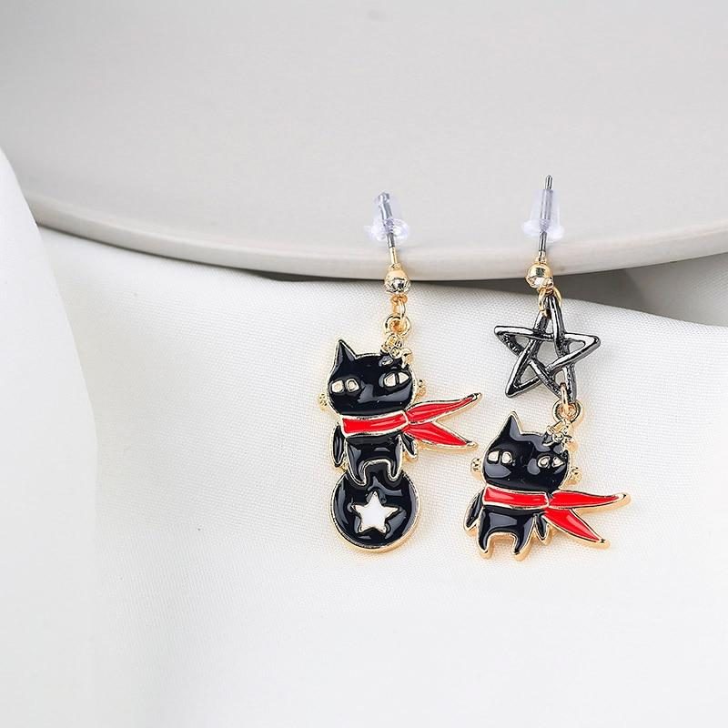 Boucles D'oreilles Drôles De Chat Ninja