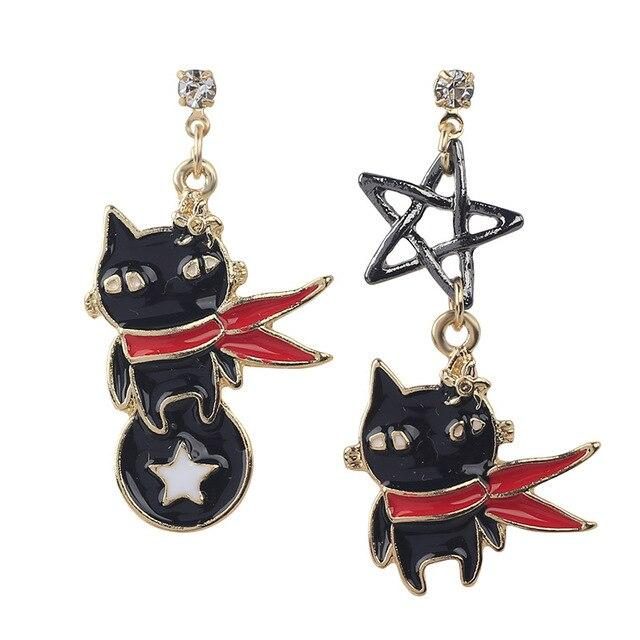 Boucles D'oreilles Drôles De Chat Ninja