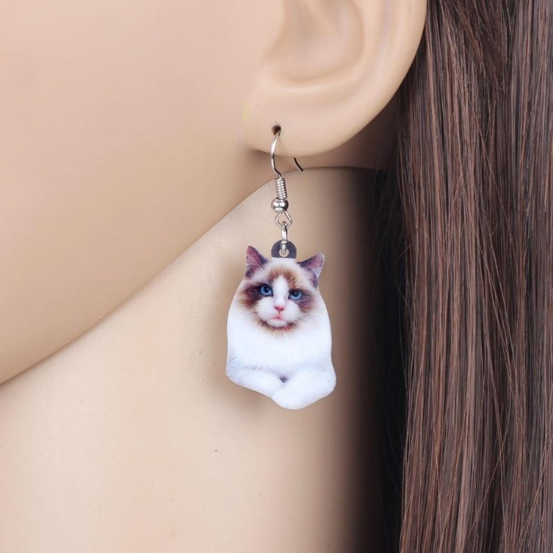 Boucles D'oreilles Élégantes Chat Siamois