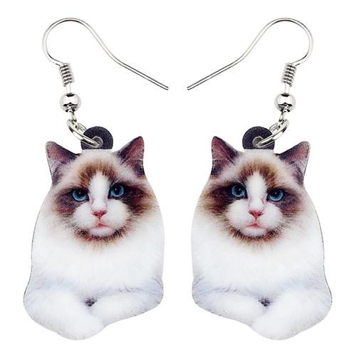 Boucles D'oreilles Élégantes Chat Siamois