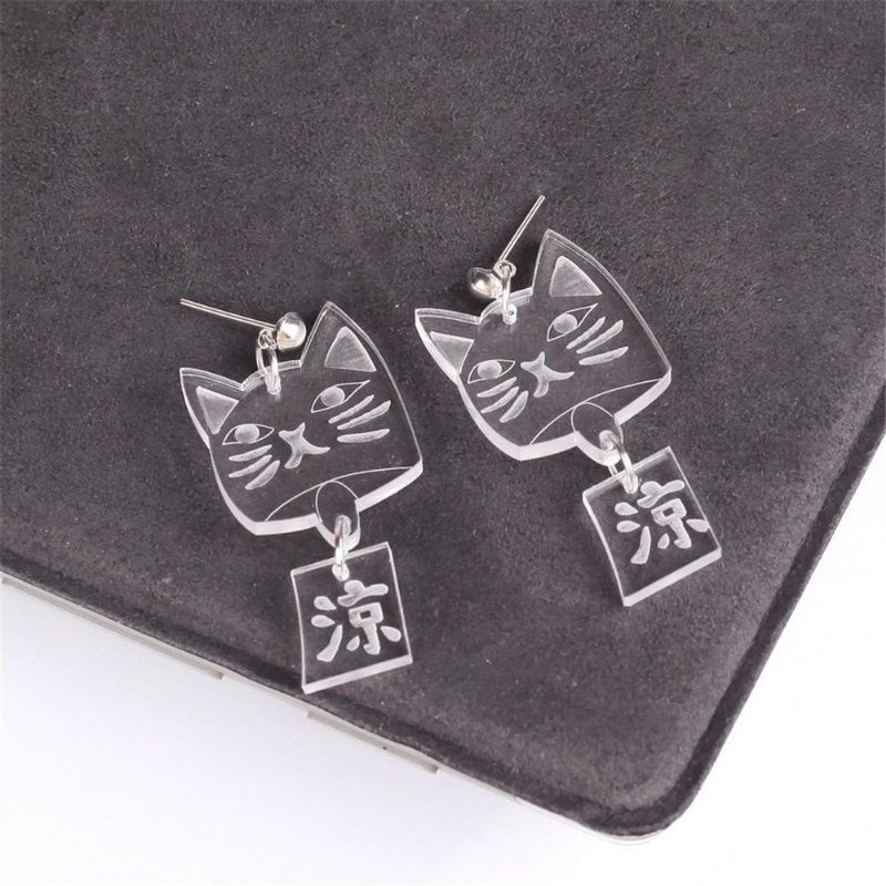 Boucles D'oreilles En Acrylique Chat