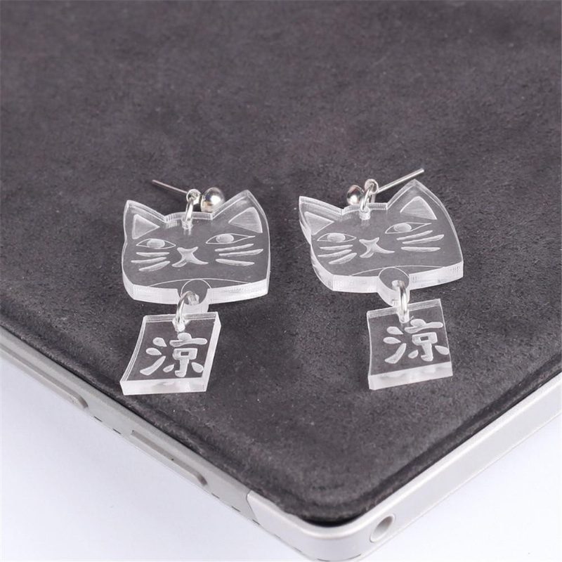 Boucles D'oreilles En Acrylique Chat