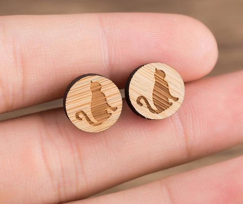 Boucles D'oreilles En Bois De Chat