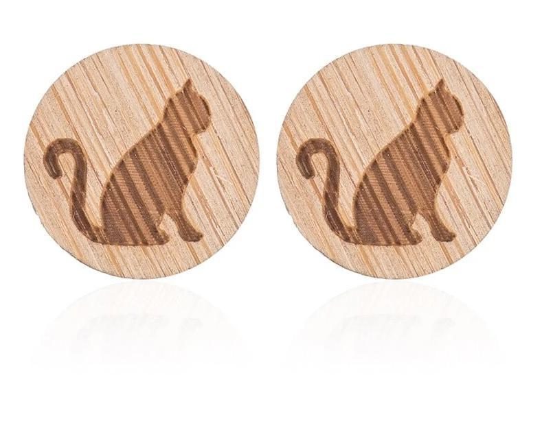 Boucles D'oreilles En Bois De Chat