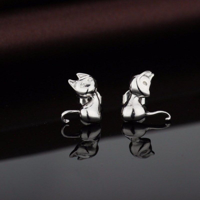 Boucles D'oreilles En Forme De Chat 3d