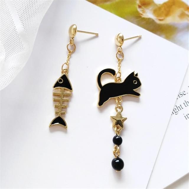 Boucles D'oreilles En Os De Poisson Chat